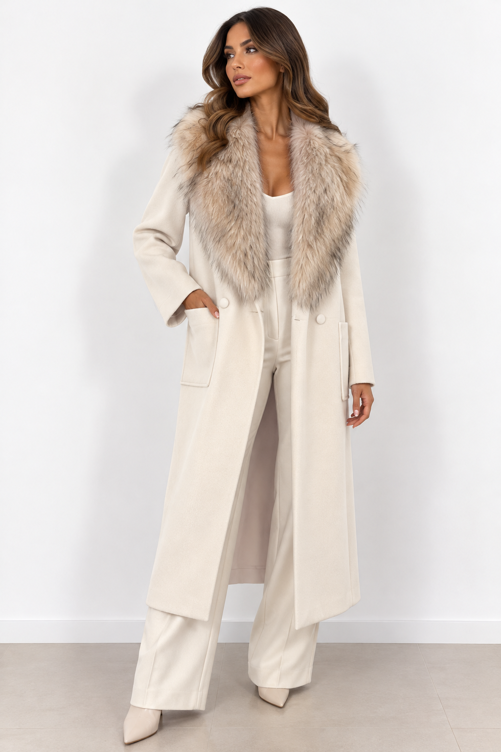 Cappotto con eco pelliccia