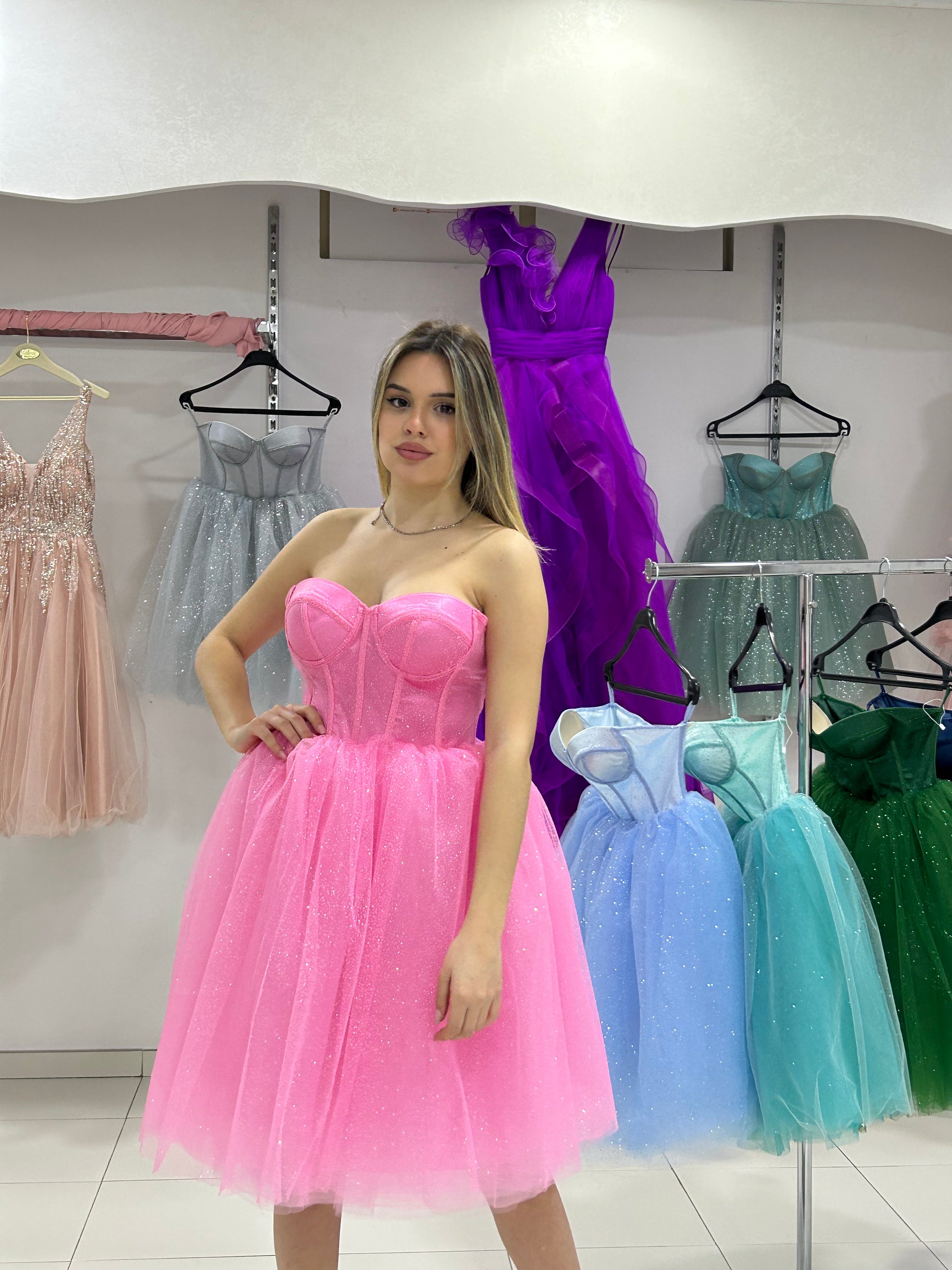 Abito corto brillantinato - Main Image